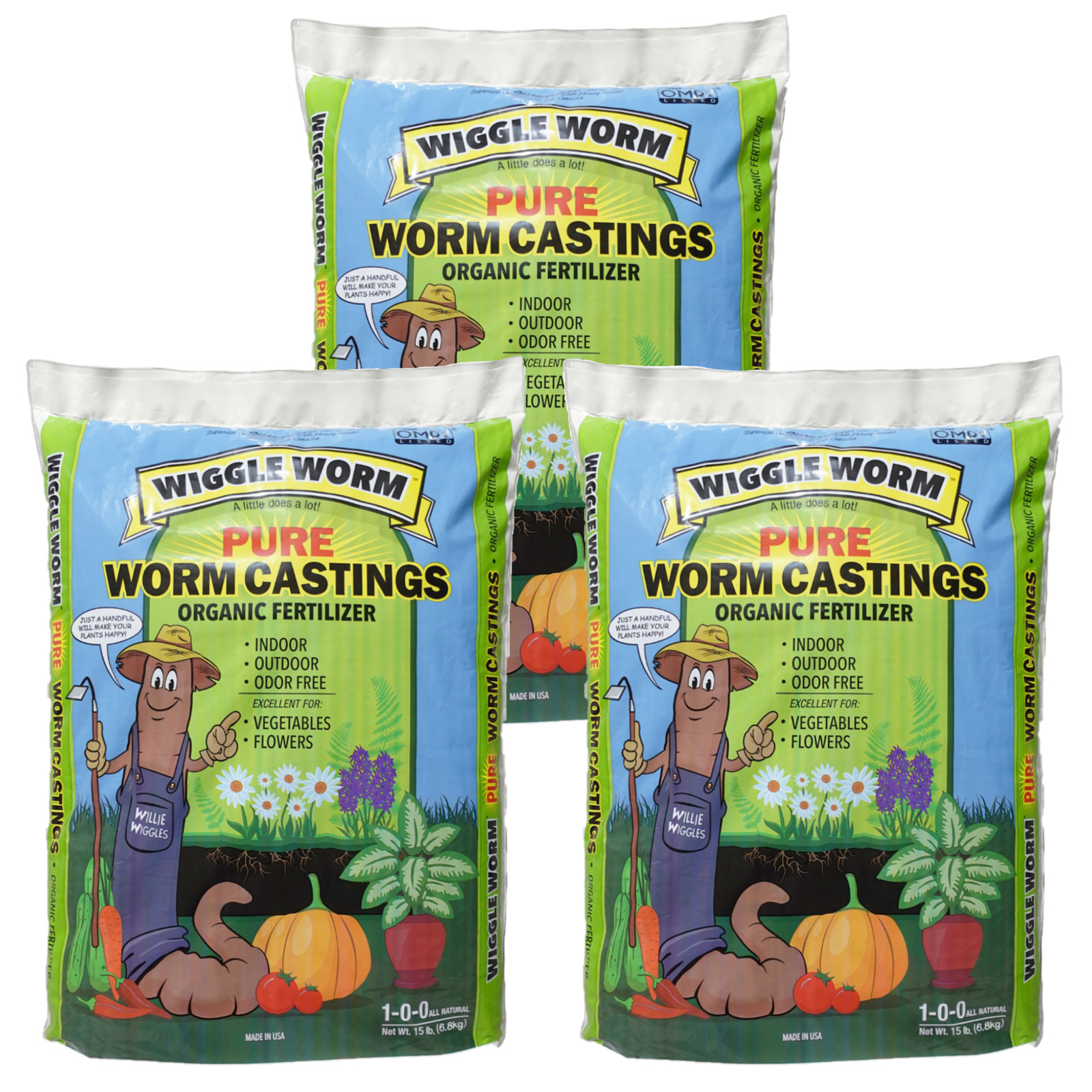 WIGGLE WORM Soil Builder Earthworm Castings Organic Fertilizer, 15 lb. (3 Pack) gallery
