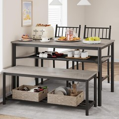 ✅Dining Table Set for 4 Kitchen Table and 2 Chairs with Storage Bench Dining Set