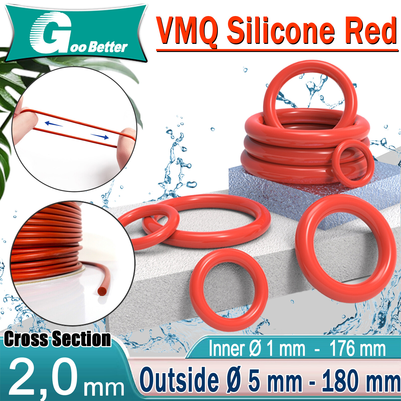 Silicone Rubber O Rings Seals Metric Food Grade 2mm Cross Section 1mm-176mm ID gallery