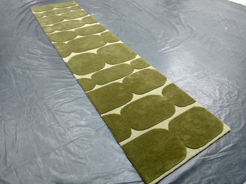 Hand Tufted Wool Runner Rug 3x50 ft Loop Cut Pile Modern Green Hallway Carpet gallery
