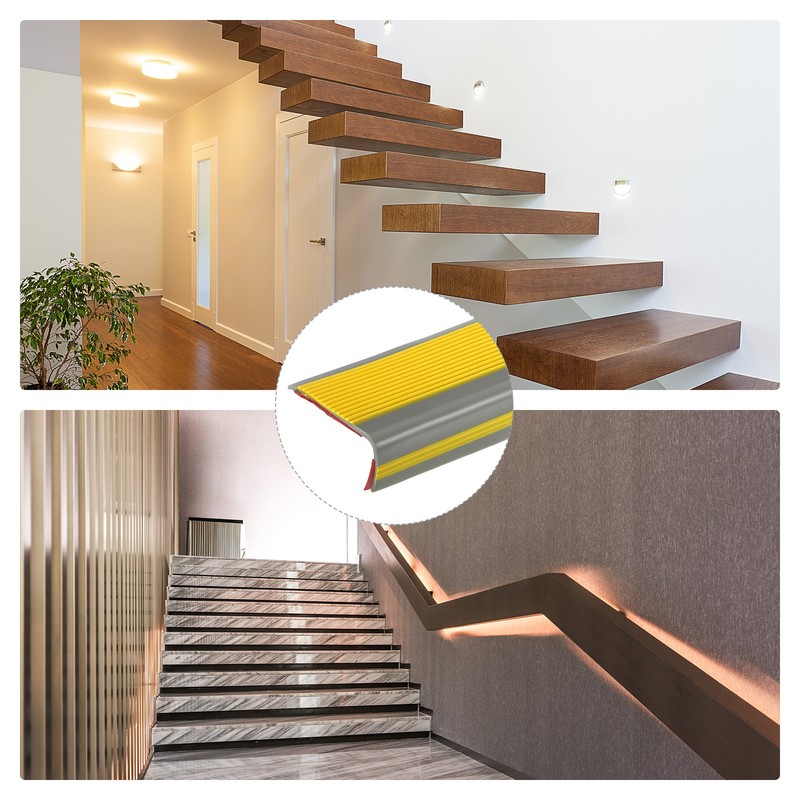 3.2Ft Stair Nosing 3cm L Shape Step Edges Protector Yellow/Grey gallery