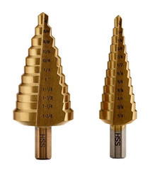 Titanium Step Drill Bits 3/16 in. to 1-3/8 in., #4 (12-Steps), and #5 (11-Steps)
