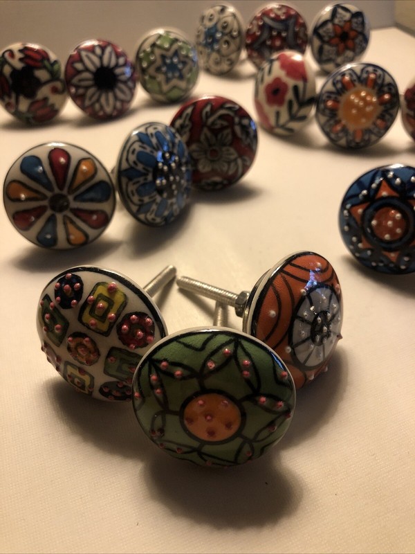 Drawer Knobs Colorful Qty 20 Individual Unique Floral Geometric Ceramic Modern gallery