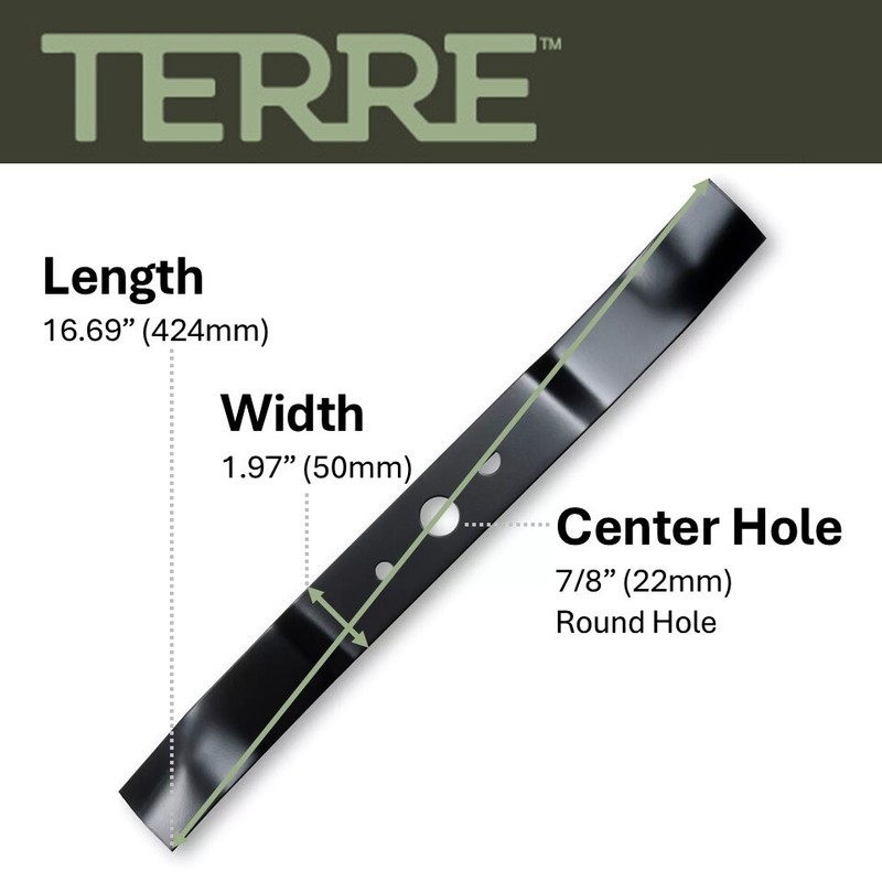 Terre Products Multi-Purpose Lawn Mower Blade 20” Deck Greenworks 25022, 25112 gallery
