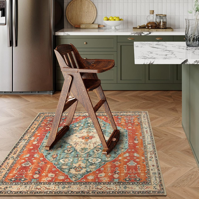 Felice Boho Tribal Square 4X4 Washable Rug, Soft Living Room Kitchen Entry Rugs gallery