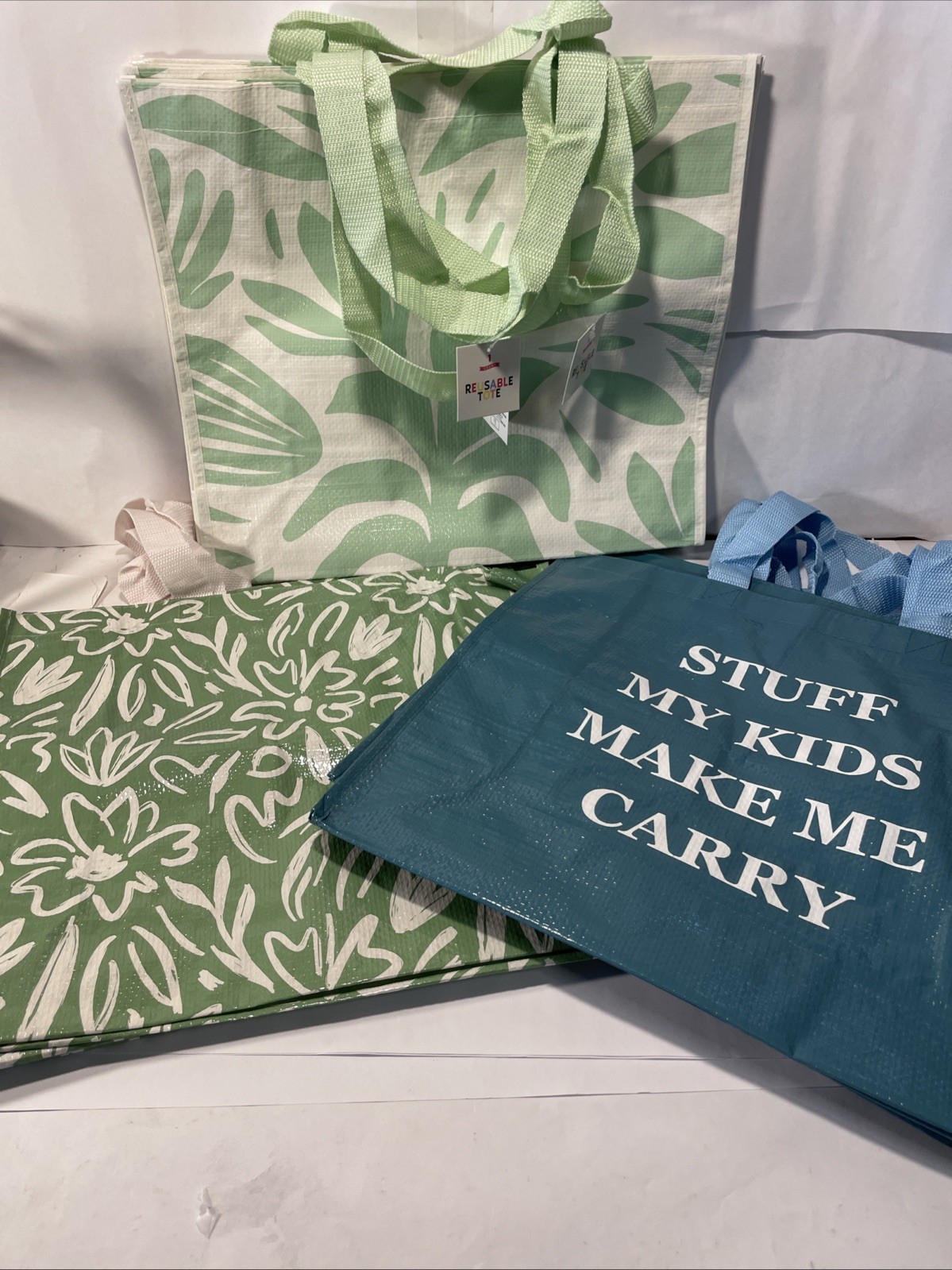 9 - Reusable Shopping Grocery Gift Tote Bag NWT Multipack, 3 of each design gallery