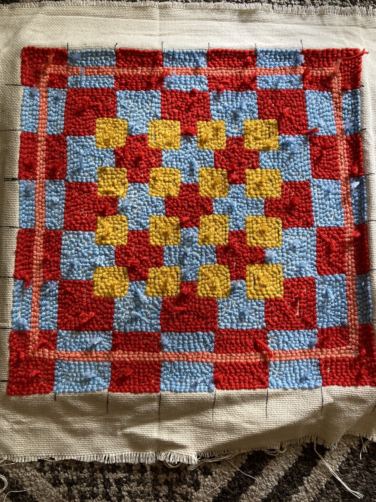 Punch Needle Piece With Geometric Design gallery