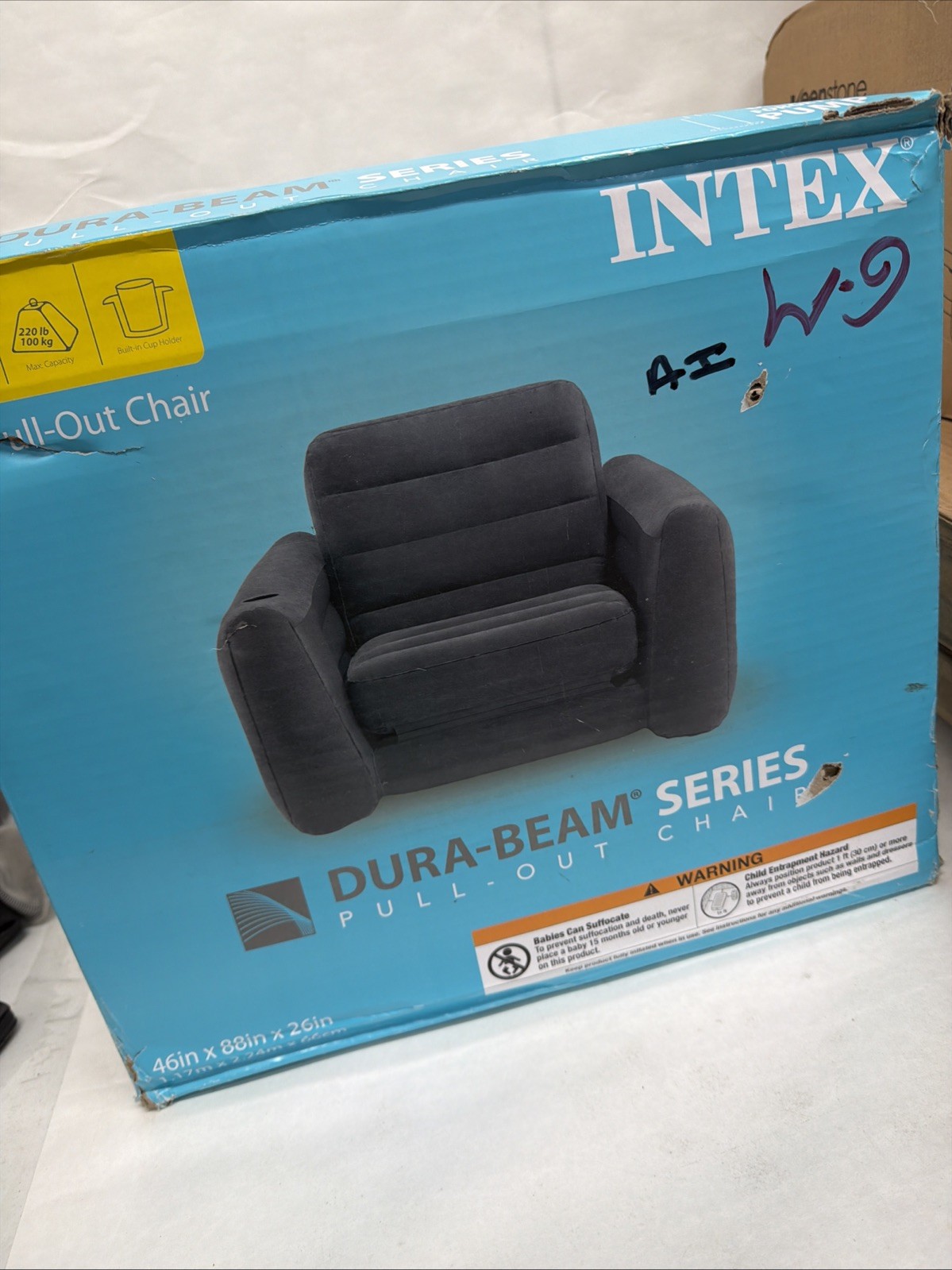 Intex Inflatable Pull Out Sofa Chair with Twin Sized Air Bed Mattress (Open Box) gallery