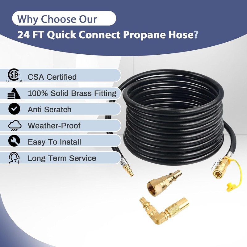 24FT RV Quick Connect Propane Hose fits 17" and 22" Blackstone Griddles Grills gallery