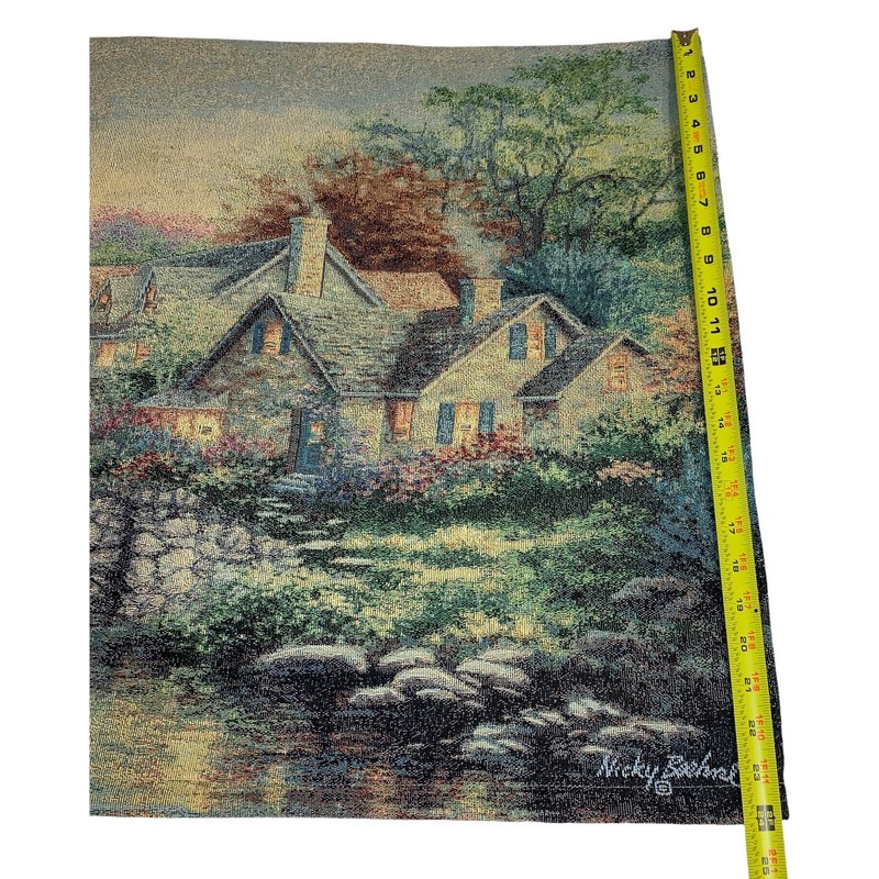 Stonehedge Bridge Tapestry Wall Hanging Cottage Nicky Boehme Horizontal 38"x24" gallery