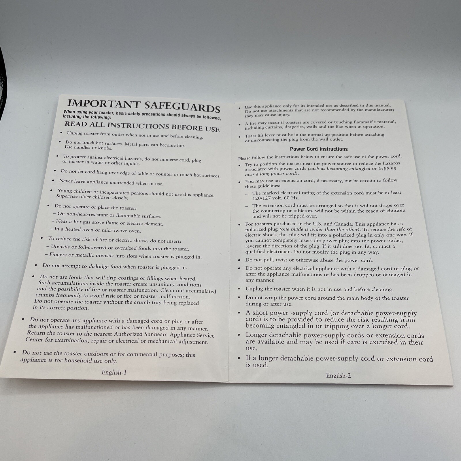 Oster User Manual For 2 & 4 Slice Toaster Booklet Only gallery