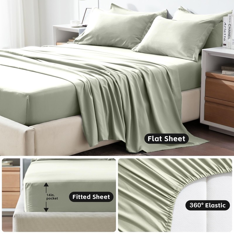 Full Comforter Set 7 Pcs, Sage Green Bed in a Bag, All Season Lightweight Sof... gallery