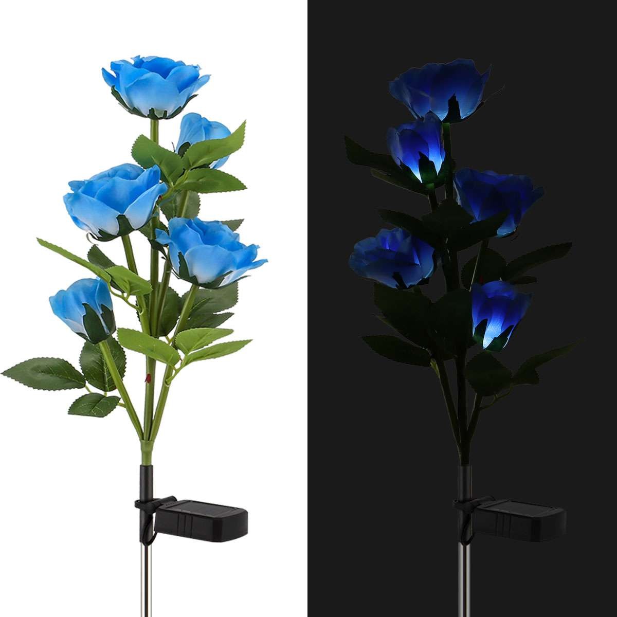 2/5 Pack Solar Power Rose Flower Lights Outdoor Garden Landscape Yard Lamp Decor gallery