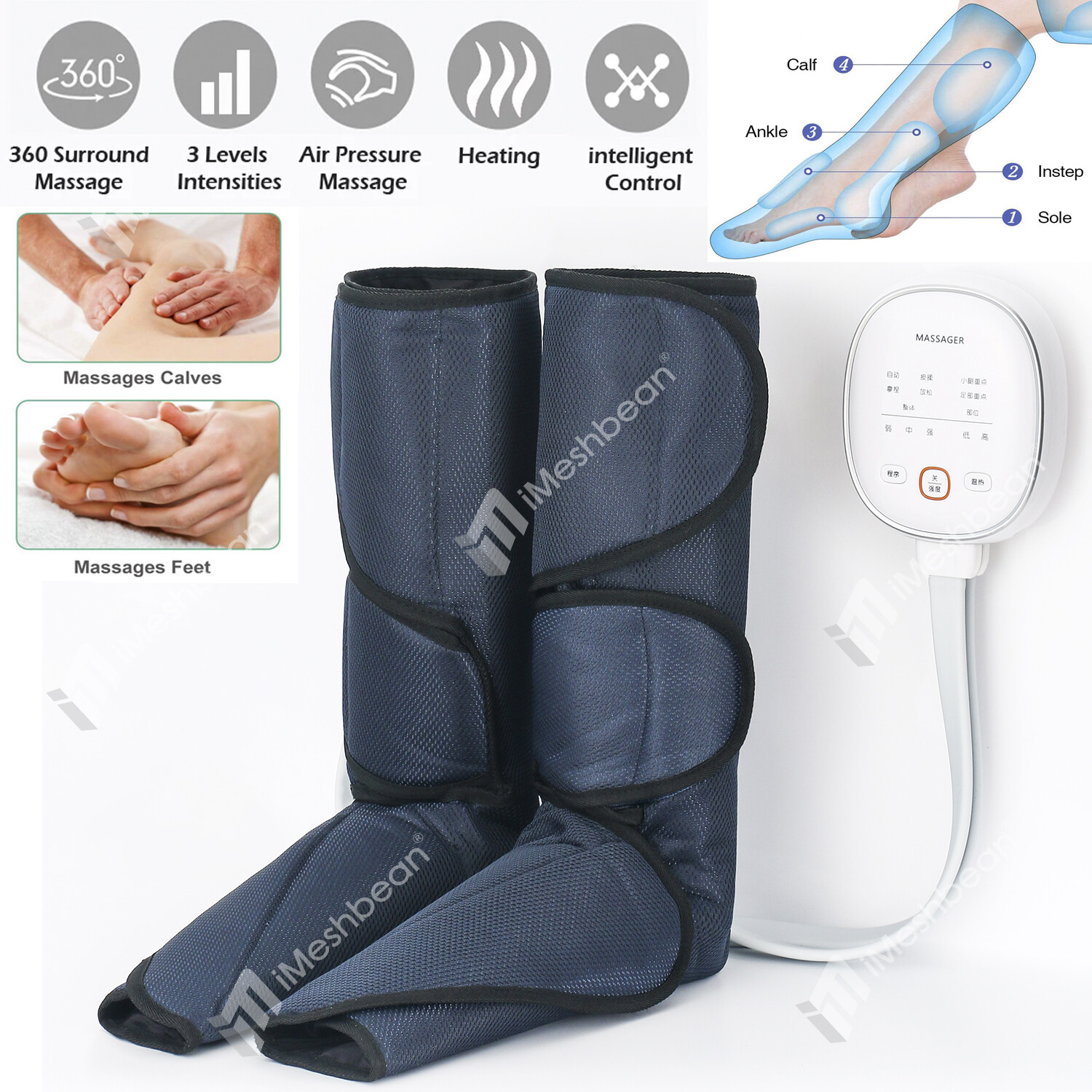 Leg & Foot Air Compression Massager Calf Feet Pain Relief w/ Heat and 6 Modes gallery