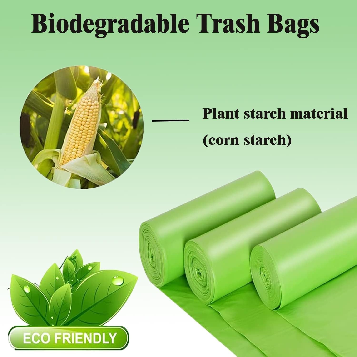 1.2 Gallon Small Biodegradable Trash Bags Compostable Liners 120 Count Green gallery