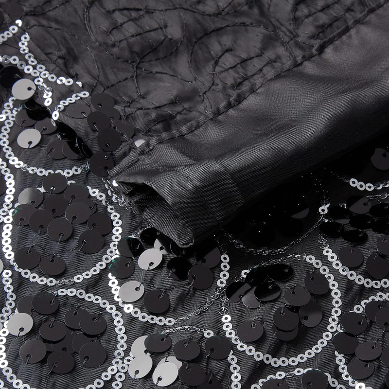 Sinatra Sequin Window Curtain with Tiebacks, Black, 36X54 Inches gallery