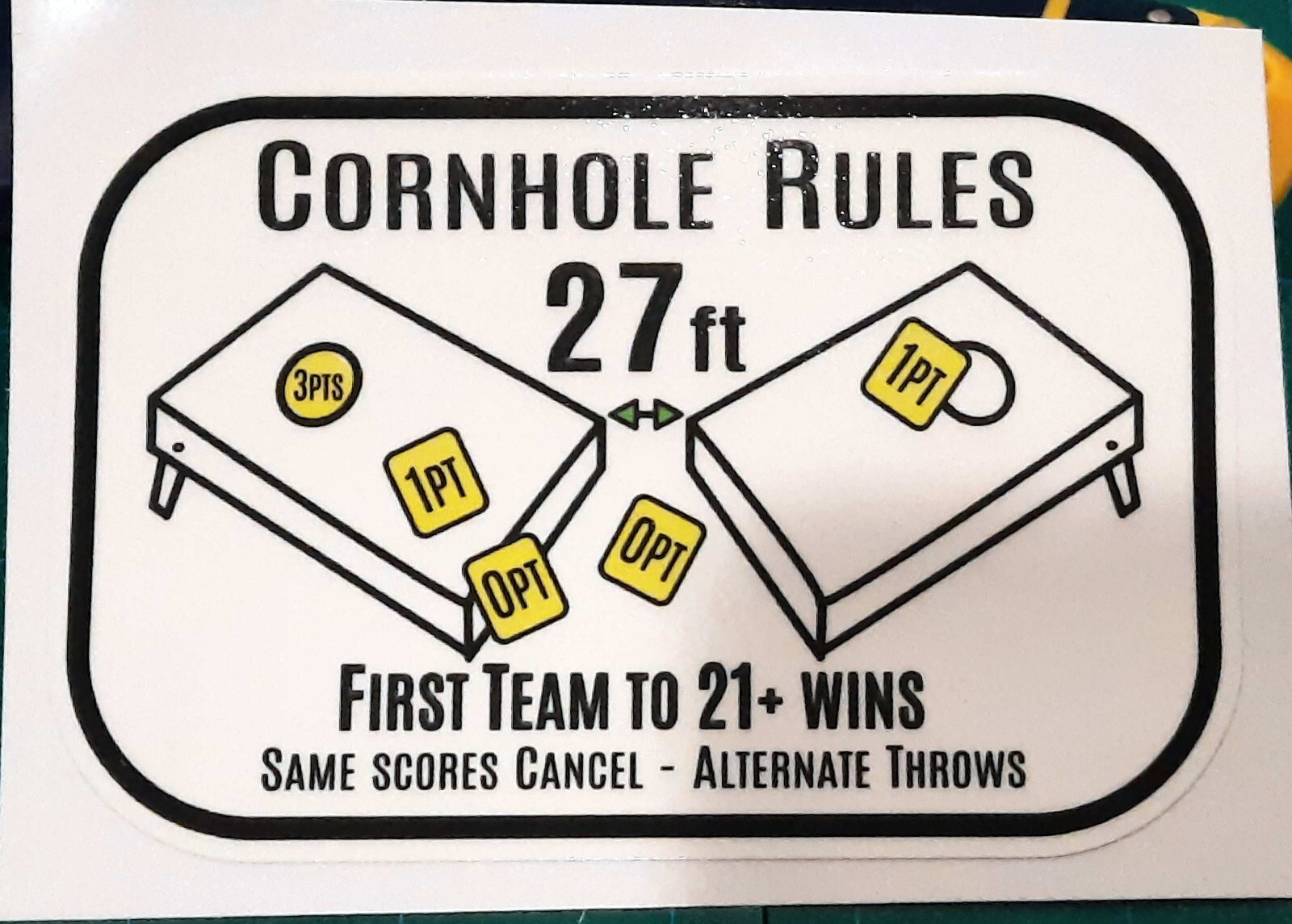 Cornhole Rules Sticker Set of 2 - Bag Toss Game Backyard Quick Rule Decals gallery