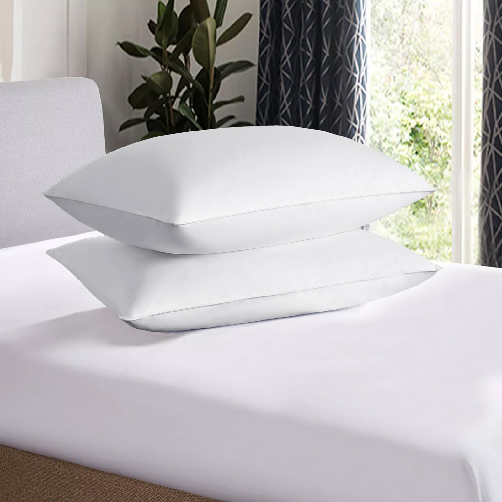 UNIKOME 2 Pack Medium Firm Classic White Goose Feather Bed Pillows gallery