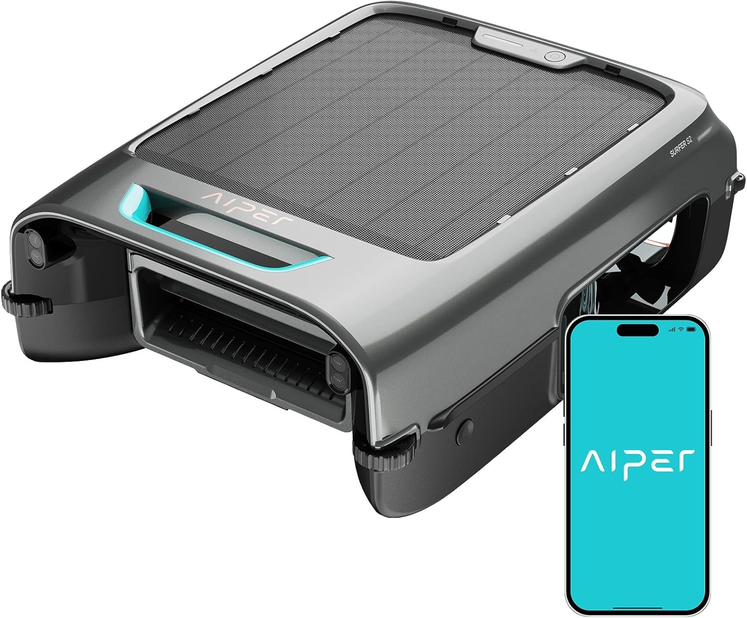 EcoSurfer S2 Solar Powered Pool Surface Skimmer Robot with APP Support,24/7 Gray gallery