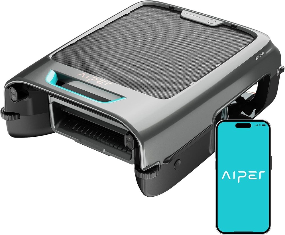 EcoSurfer S2 Solar Powered Pool Surface Skimmer Robot with APP Support,24/7 Gray
