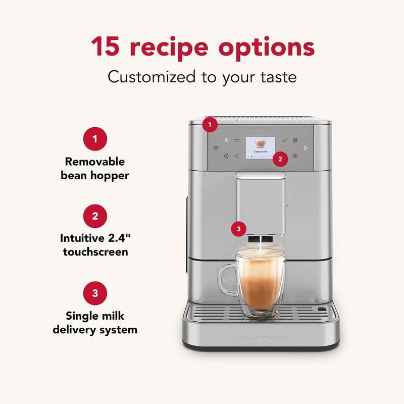 KitchenAid Fully Automatic Espresso Machine, Brushed Stainless Steel gallery