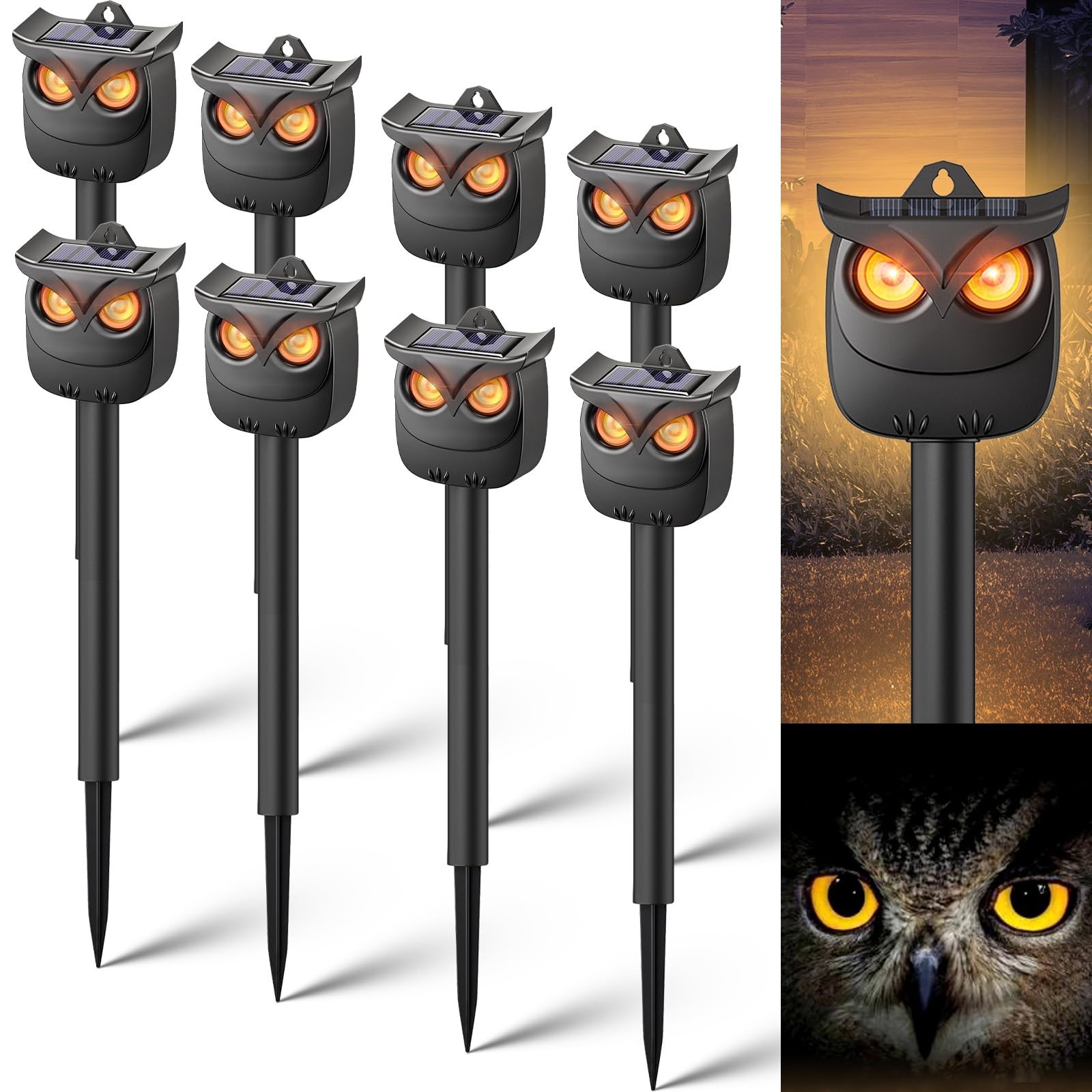 8 Pack Solar Owl Animal Repeller Outdoor for Raccoon, Deer & Squirrel Cat, Ni... gallery