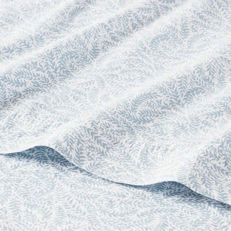 Queen 250 Thread Count Organic Percale Sheet Set Blue Floral - Threshold: gallery