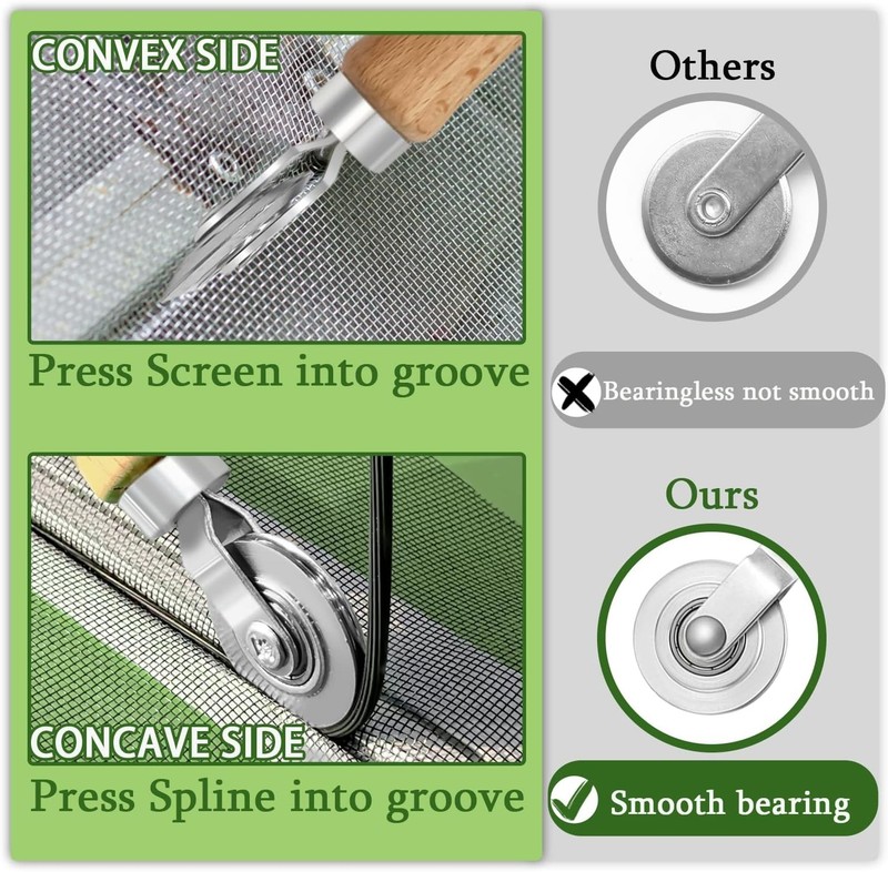 Screen Repair Kit/Tool, Screen Roller Tool, Steel Roller with Bear, 32 ft Spl... gallery