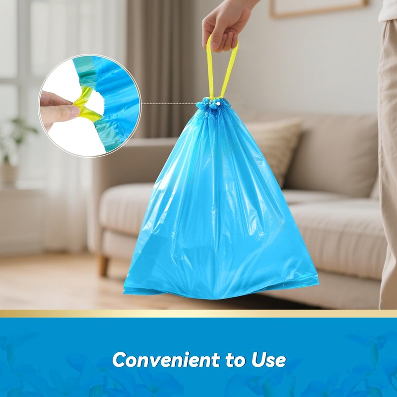 300 Count 15 Micron Extra Thick 4 Gallon Drawstring Small Trash Bags, Sturdy ... gallery