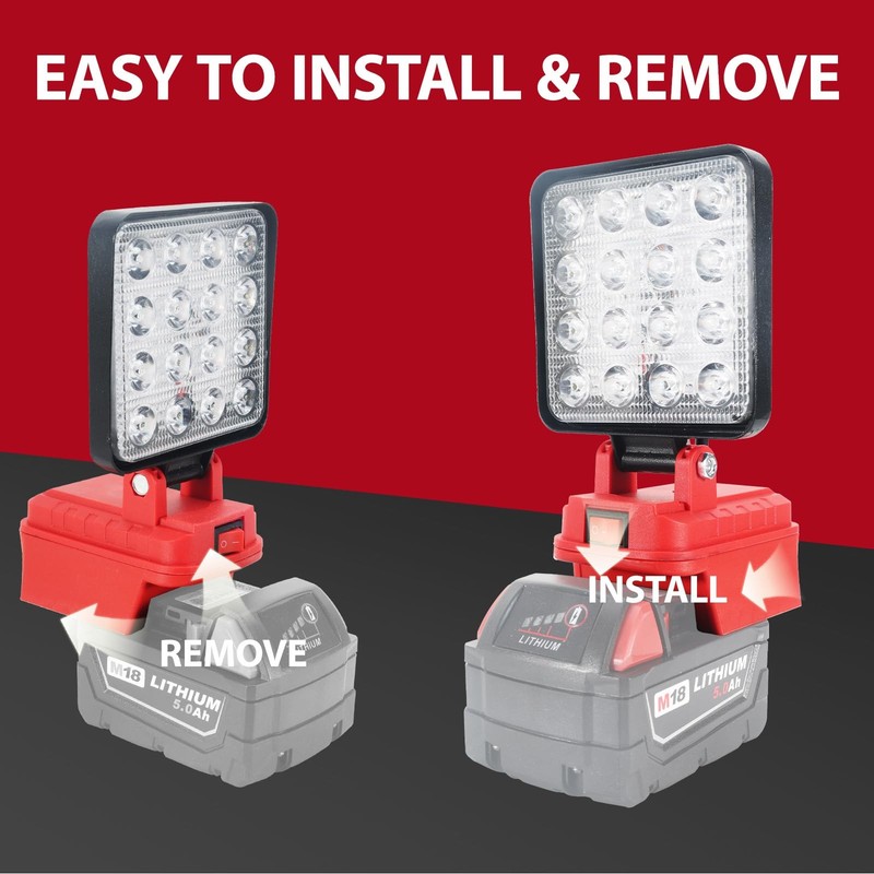 Cordless LED Work Light Compatible with Milwaukee M18 Battery, 5400 Lumens LE... gallery
