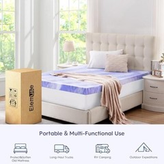 ELEMUSE 2 Inch Ventilated Design Memory Foam Full Size Mattress Topper