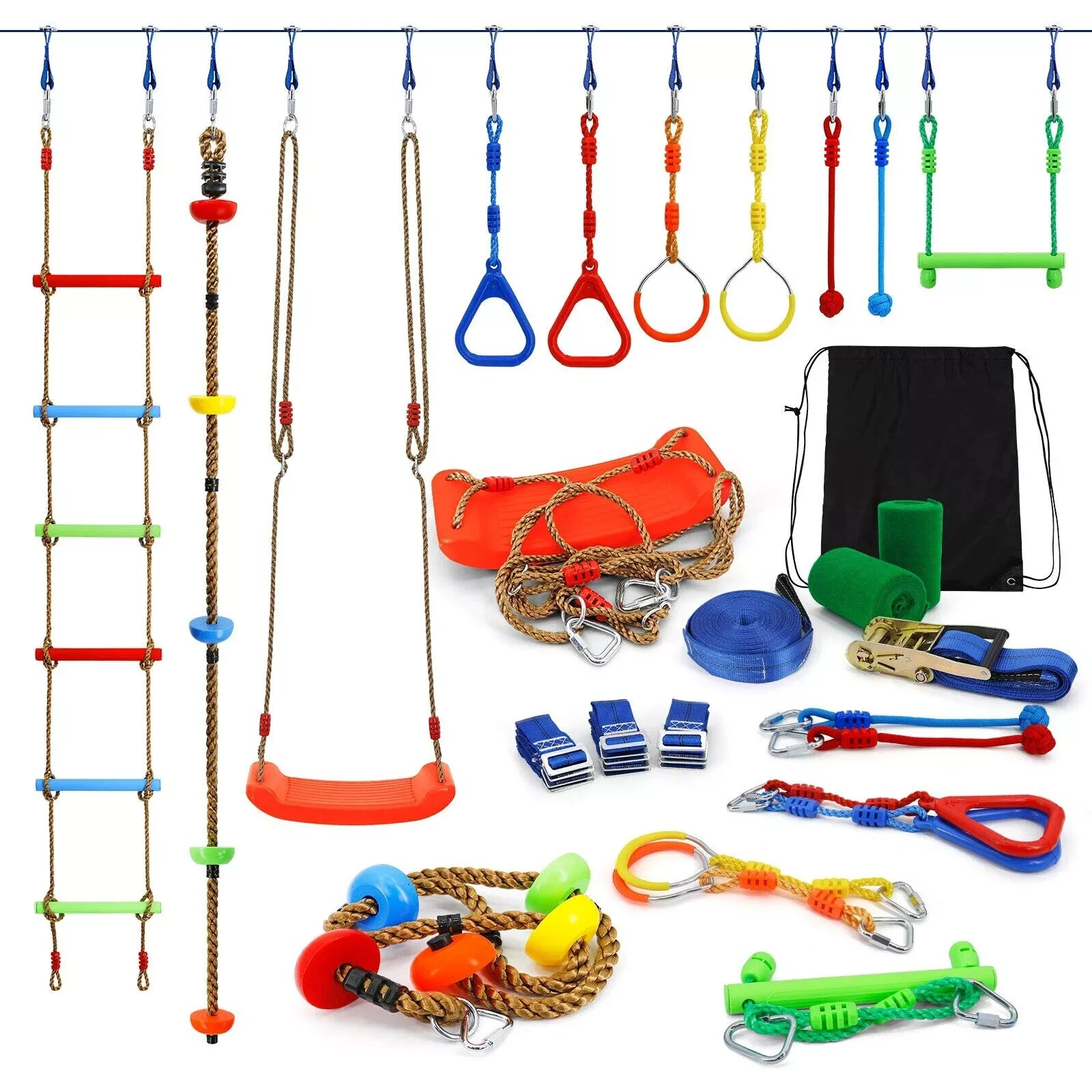 Ninja Warrior Obstacle Course Kit for Kids Ninja Slackline with 10 Accessorie... gallery