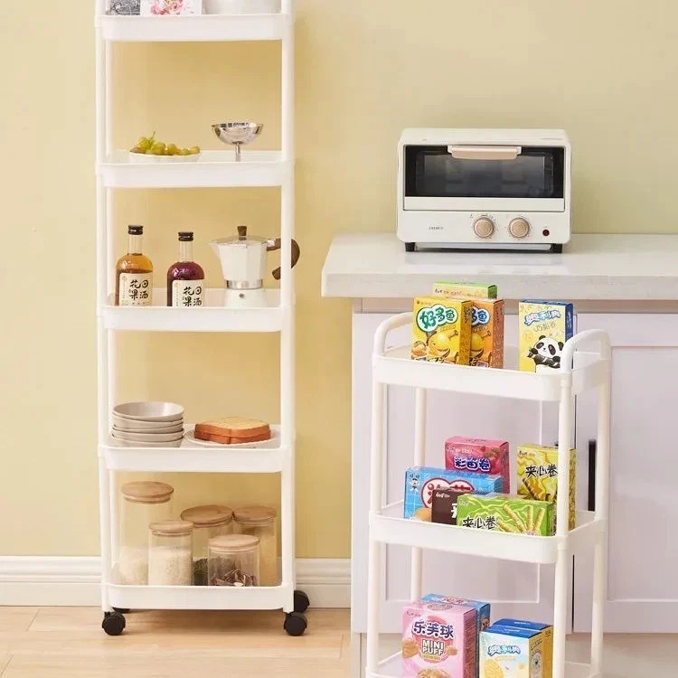 Multi-Layer Storage Trolley with Handlebar Floor-Standing Rack for Kitchen & Bat gallery