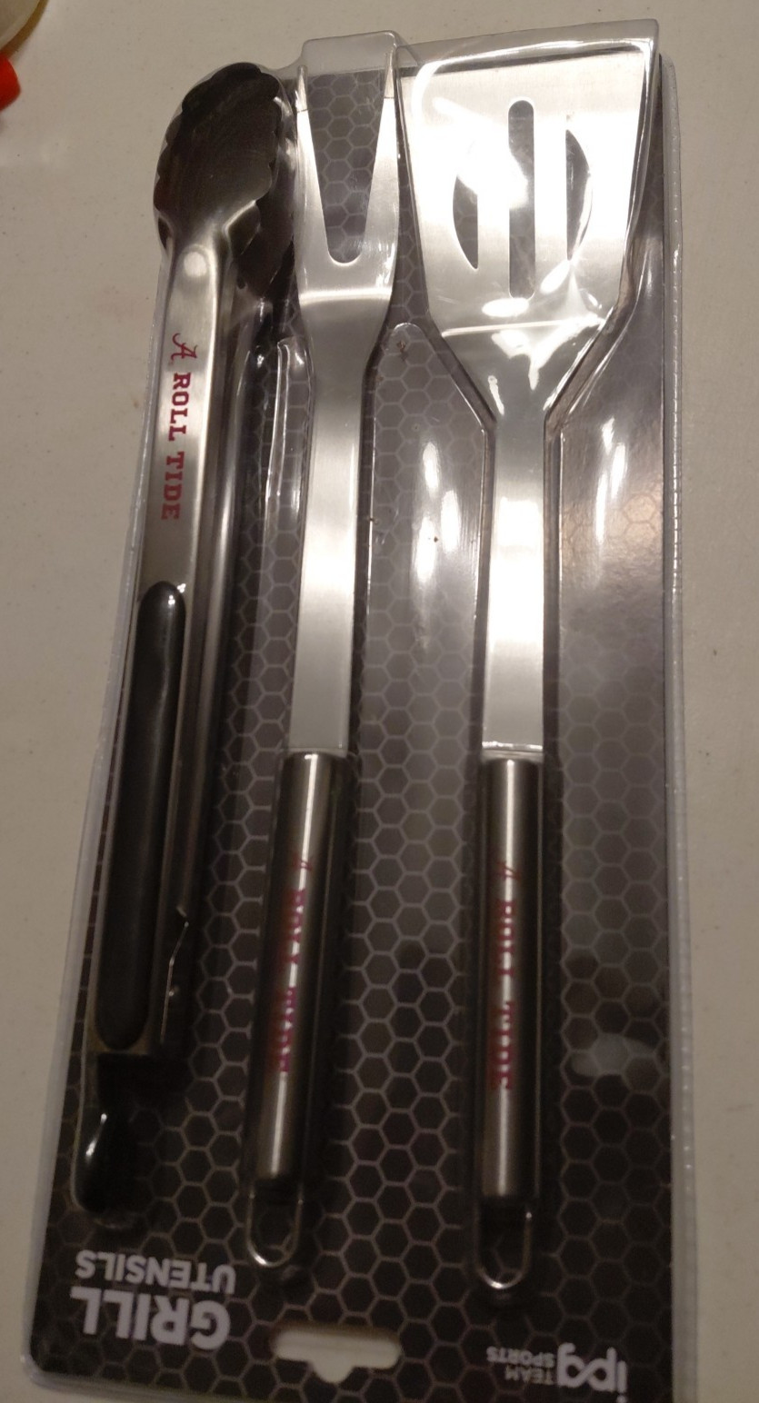 Alabama Crimson Tide 3pc Grill Set - BBQ Spatula, Fork, Tongs gallery