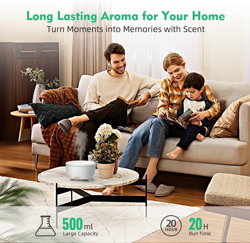 Essential Oil Diffuser 500ML Ultrasonic Cool Mist 20H Home Bedroom gallery
