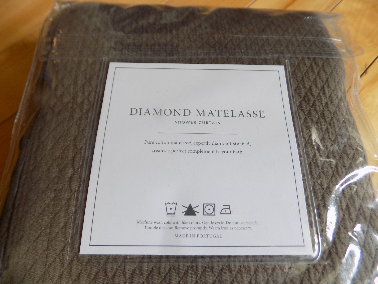 Restoration Hardware Shower Curtain 72"X72" Diamond Matelasse Dark Brown Cotton gallery