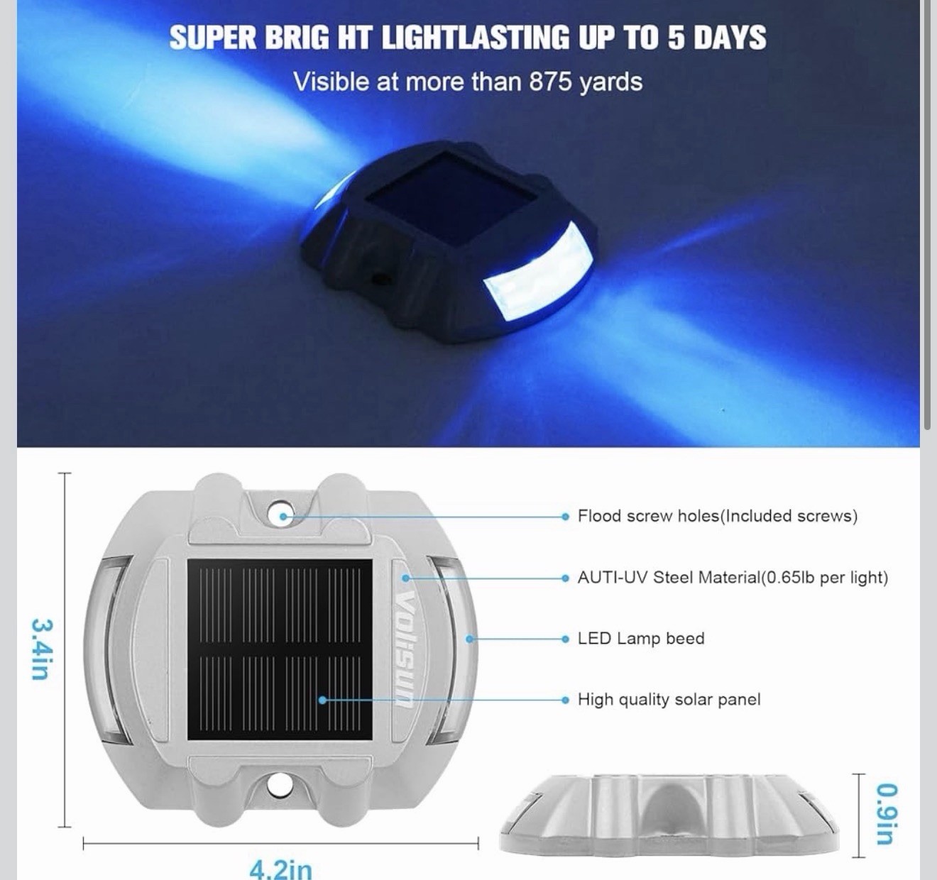 Best VOLISUN Solar Deck Lights Driveway Dock Lights 12-Pack Led IP68 Waterproof gallery