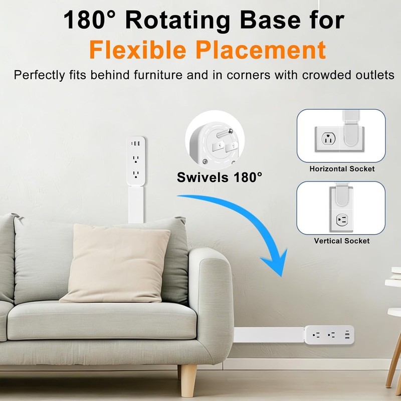 Rotating Wall Plug Power Socket Expander - 22"-34" Extension gallery