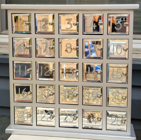 Wooden Silver Advent Calendar With Mirrored doors christmas count down gallery