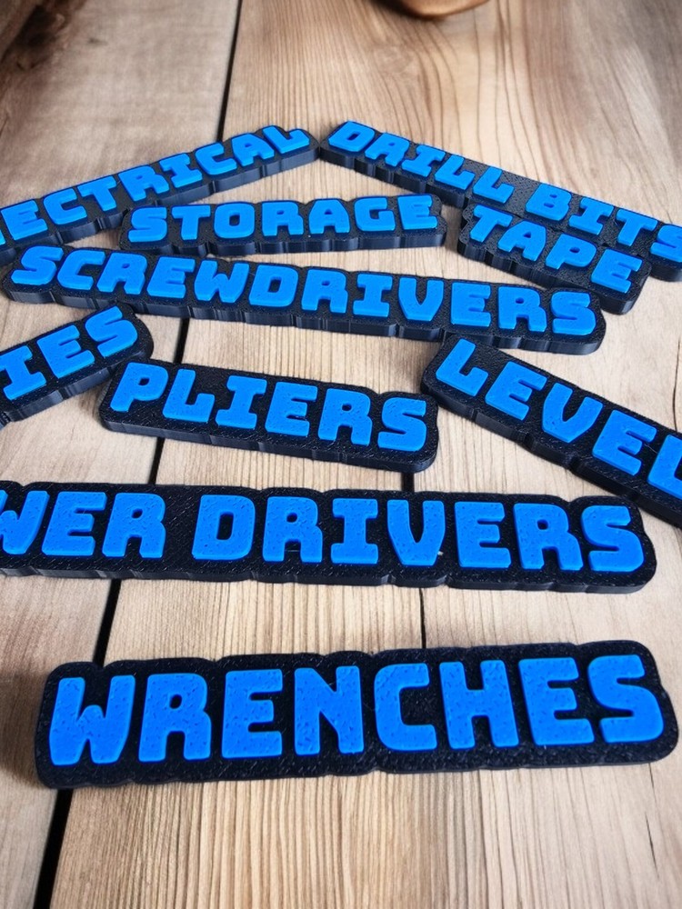 Personalized Toolbox Magnetic Labels (10 Pack) – 3D Printed Tool Drawer Organize