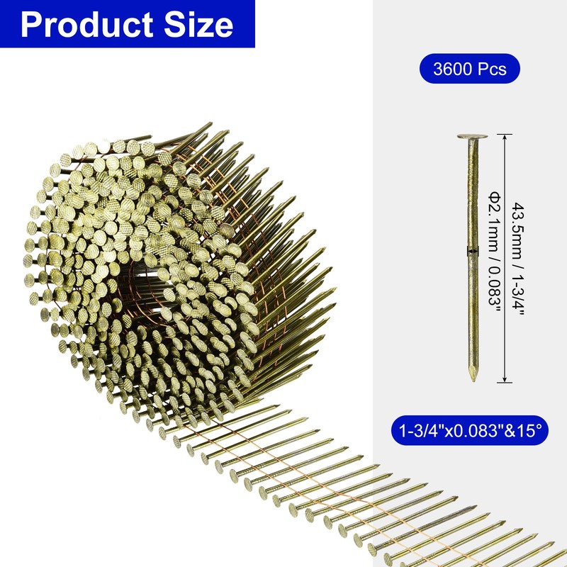 3600 Count Siding Nails 1-3/4" x 0.083" 15-Degree Ring Shank Collated Coil gallery