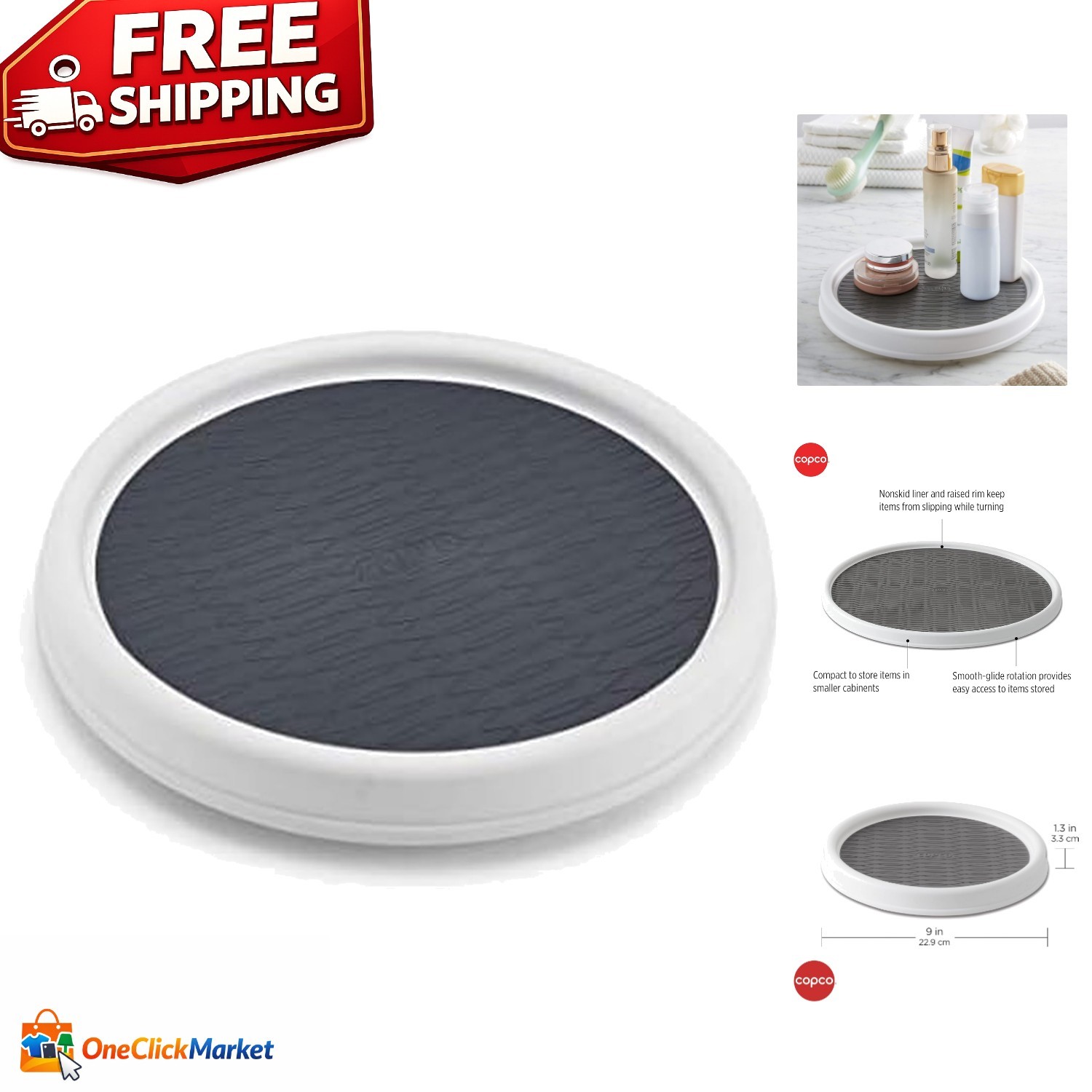 Effortless Access 9-Inch Non-Skid Pantry Cabinet Turntable - Easy to Wipe Clean gallery