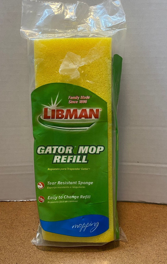 Libman Gator Mop Refill 02021 Yellow Tear Resistant Sponge Replacement 9" New
