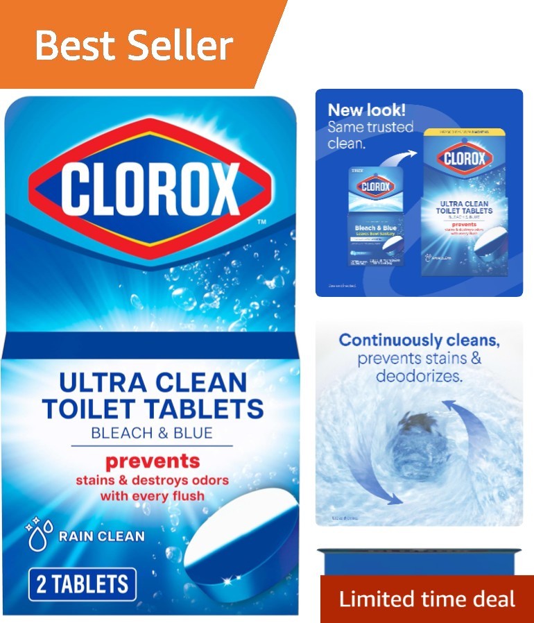 2 Count Bleach & Blue Toilet Tablets with Rain Clean Scent - Effortless Cleaning gallery