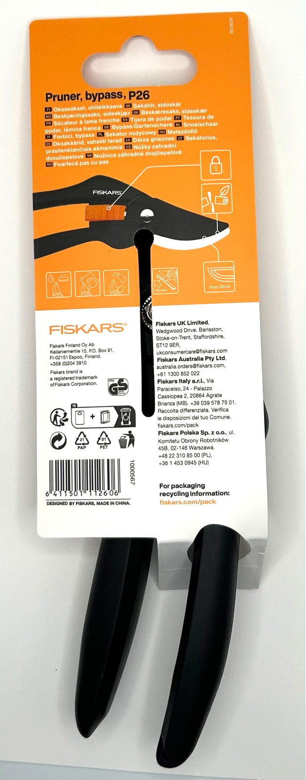 Fiskars, Pruner, Bypass, SingleStep P26 non-stick NEW gallery