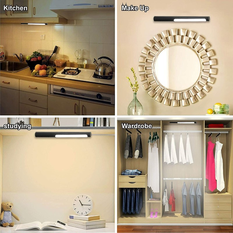 Light LED Wireless Portable USB Rechargeable Closet Cupboard Night Light Black gallery