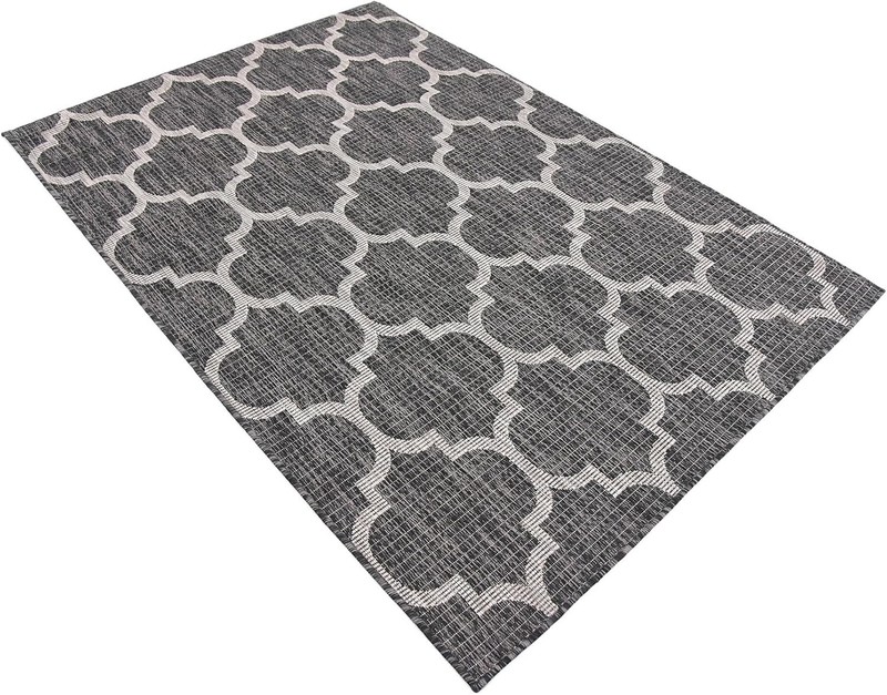 Unique Loom Outdoor Trellis Collection Area Rug (4' 1" x 6' 1" Rectangle, Black/ gallery