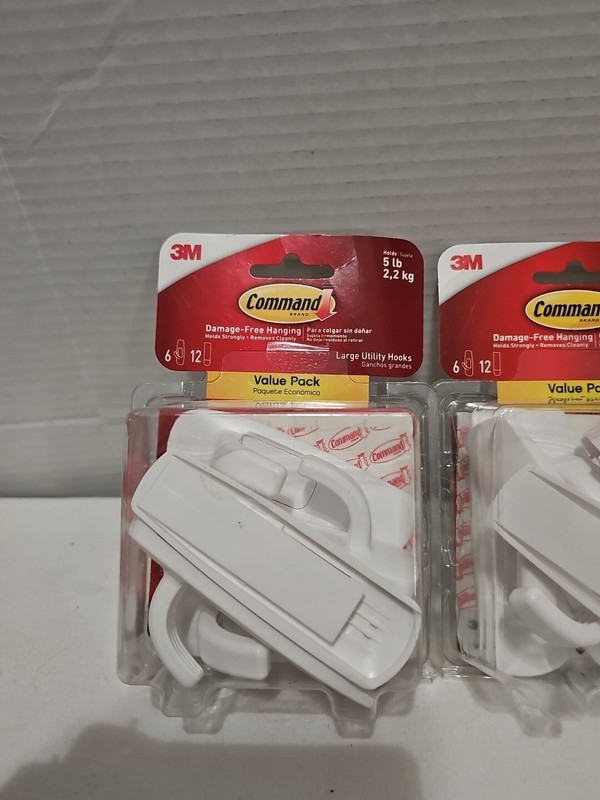 3 SEALED👉🏻Command Large Utility Damage-Free (6 Hooks) Hanging~Hold 5lbs White gallery