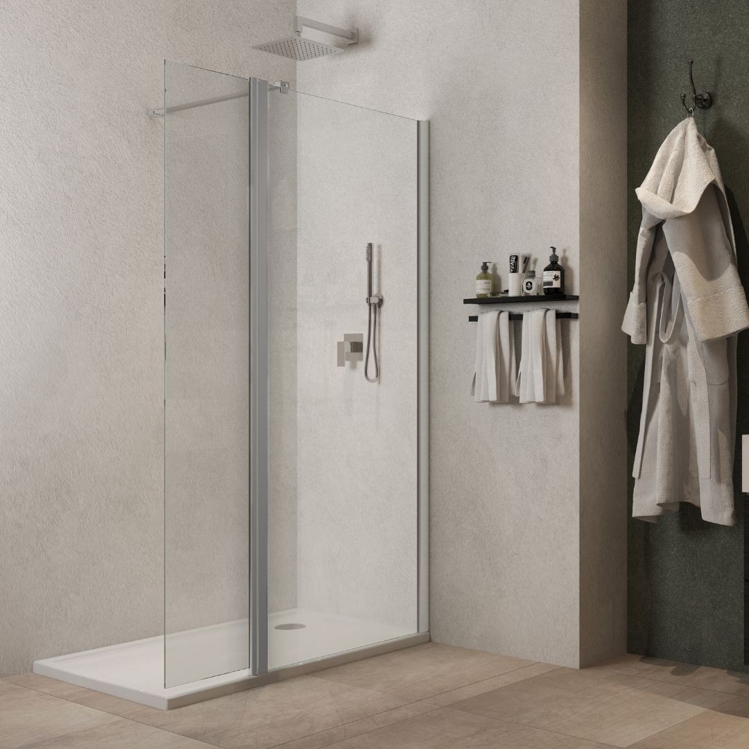 Lorna L112F Crystal Tilting Walk Shower Wall 8mm 107-109cm gallery