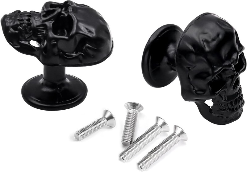 6 Pack Skull Skeleton Drawer Knobs Vintage Single Hole Cabinets Pulls for gallery